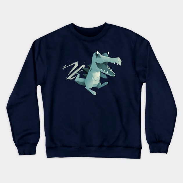 Funny Crocodile Crewneck Sweatshirt by Polygonal Mess